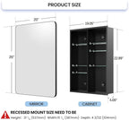 Black Medicine Cabinet with Mirror for Bathroom: 20 x 26 Inch Small Mirrored Vanity Storage with Adjustable Shelves - Surface or Recessed Wall Mount - Matte Black Frame