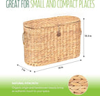 Toilet Paper Storage, Water Hyacinth Baskets with Lid, Toilet Paper Baskets for Storage Holder 6 Rolls, Papers Basket with Built-in Handles for Organizer, Bathroom Accessories Organizer