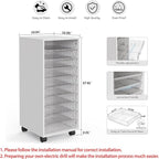 WOPITUES Storage Drawer Cart, Mobile Storage Cabinet, Makeup Storage with 10 Large Clear Drawers, Utility Wooden Rolling Cart on Wheels, for Cosmetic, Art Craft, Office Supplies, Toy, White