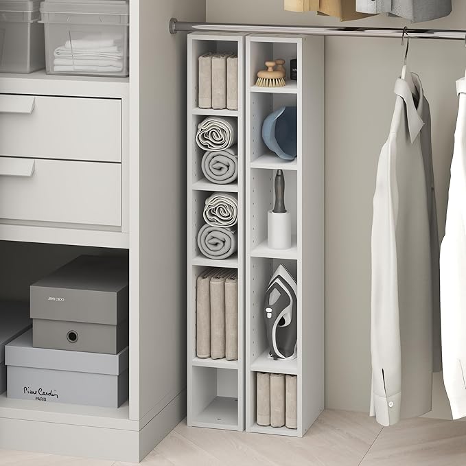 Furinno Fulda 10-Tier Closet Organizers and Storage, Open Shelf, Storage Organizer, 6-Inch Width, for Closet, Bedroom, White