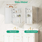 TokeShimi 20 x 26 Recessed Medicine Cabinet with Mirror, Assembly Required, Frameless Medicine Cabinet for Bathroom, Tempered Beveled Mirror, Stepless Adjustable Shelves, DTC Hinge
