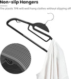 Heavy Duty Plastic Hangers 50 Pack with Non-Slip Design,0.2 Inches Thick,360°Swivel Hook Space Saving Organizer for Bedroom Closet,Shirts,Pants,Strong Enough for Coat(Black- S Shaped)