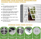 10x8 FT Resin Plastic Shed with Floor, Heavy-Duty 21-Gauge Reinforced Steel Frame, 16mm Ultra-Thick Panels, Outdoor Storage Sheds with Awning Windows and Air Vents