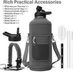 Insulated Water Bottle | Thickened Stainless Steel for Gym and Hiking with Straw, Carrier Bag, Handle Strap | BPA-Free 87 oz