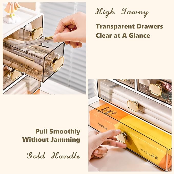 Spacious Desktop Storage Box, 1 Large Storage Drawer, Stackable Office Desk Drawer Organizer and Accessories, Printer Paper Organizer, Orange Plastic Drawers for Workspace & Home