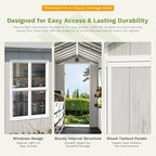Patiowell 4 x 8 FT Plastic Outdoor Storage Shed with Floor, Garden Tool Resin Storage Shed with Two Windows and Single Lockable Door for Garden, Backyard, Lawn, Easy to Install, Light Grey