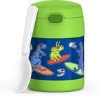 THERMOS FUNTAINER Insulated Food Jar, 10 Ounce, Kid Friendly Food Jar with Foldable Spoon, Daring Dinos