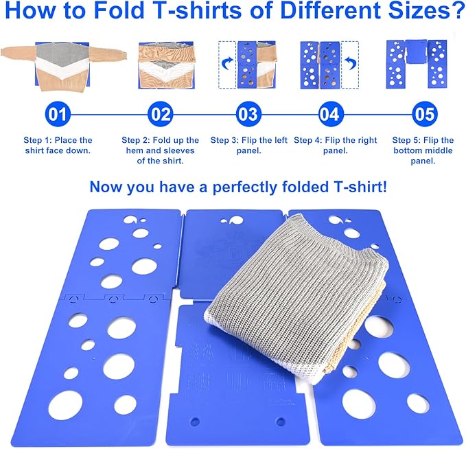 BoxLegend V5 Shirt Folder Clothes Folding Board t Shirt Folder Assemblable Clothes Folder Easy and Fast to fold Clothes Laundry Helper Assistant for Professional Laundry Folder Folding Tool, Blue
