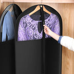 Univivi Long Garment Bags for Hanging Clothes, 65" Dress Bags for Gowns Long for Closet Storage with Large Visible Window for Long Suits, Coats, Dresses, 3 Pack, Black