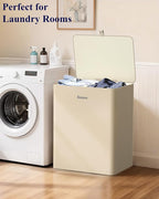 Kitsure Laundry Basket 115L – Large Laundry Hamper with Lid, 2-Compartment Divided Clothes Sorter with Removable Hamper Bags, Beige Organizer for Laundry Room, Bathroom & Bedroom, 22.2" x 16" x 30.7"