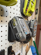 18v Battery Peg Board Storage - Compatible Mount for RYOBI®, DEWALT®, Milwaukee® - Display Shelf - Store Slots - Multicolored