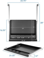 MOUNT-IT! Large Under Desk Pencil Drawer | 21.25” W, Ball Bearing Slide-Out Organizer for Office Supplies, Paper & Pencils | Fits Desks Over 1” Thick, Adjustable Extension 16.25”–28”