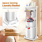 Laundry Hamper Basket Sorter, 3-Tier PP Laundry Sorter Cart with 4 Wheels, 16.92x12.99x42.91in Removable Rolling Laundry Baskets, Practical Handle, Porous Design, 1 Large and 2 Small Baskets, White