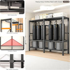 Heavy Duty Portable Closet with Cover Magnetic Doors, Metal Rolling Clothes Rack Heavy Duty 1500LBS, Foldable Clothing Rack, Garment Racks for Bedroom/LivingRoom/Rental (KT Grey, 74.8in)