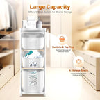 Laundry Hamper Basket Sorter, 3-Tier PP Laundry Sorter Cart with 4 Wheels, 16.92x12.99x42.91in Removable Rolling Laundry Baskets, Practical Handle, Porous Design, 1 Large and 2 Small Baskets, White