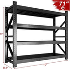 4-Tier Heavy Duty Garage Shelving Unit, 5000lbs Adjustable Garage Shelves 71" W x 24" D x 71" H Metal Shelving, Utility Rack Shelf, Industrial Shelve Units for Storage Warehouse Pantry Closet