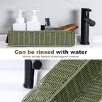 Storage Wicker Basket Decor: Green Decorative Storage Bin for Countertop and Shelves - Waterproof Toilet Paper Basket over Toilet Tank