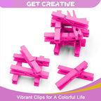 100 Pack Wooden Clothespins for Crafts, Colored Clothes Pins for Hanging Pictures Clothing Classroom, 2.9 Inch Hot Pink