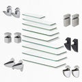 Glass Shelves - Tempered Safety Glass Shelves for Bathroom, Choose Over 20 Shelf Brackets and Multiple Shelf Sizes - Jam Style - 23.6 x 4.7 in - Silver Clip