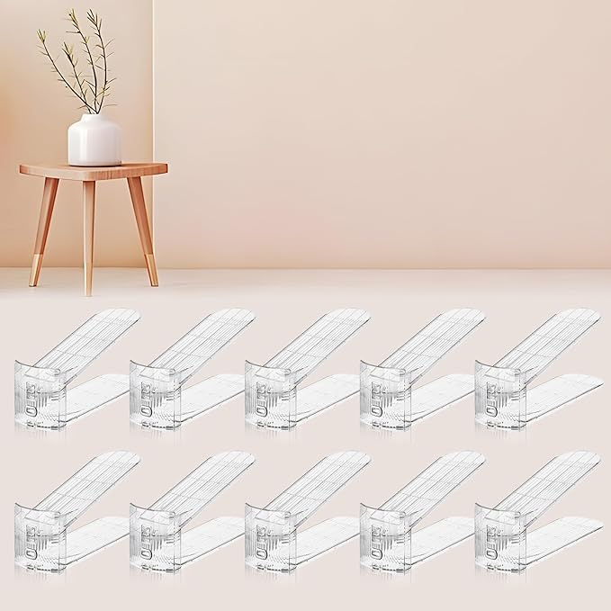 10 Pack Transparent Shoe Stacker,Shoe Slots Organizer for Closet, Shoe Display Space Saver,Adjustable Shoe Rack Organizer Holder for High Heels,Sneakers(Transparent)