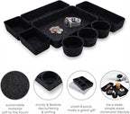 Welaxy office desk drawer organizer tray felt Storage Bin for pens Jewelry makeup decluttering sleek minimalist living 8-piece(Carbon)