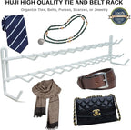 Huji Wall Mount Tie and Belt Rack Organizer, White (2 Pack)