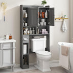 Vabches Over The Toilet Storage Cabinet, Farmhouse Storage Cabinet Over Toilet with Barn Door，Home Space-Saving Toilet Rack for Bathroom, Restroom and Laundry.（Wash Grey）