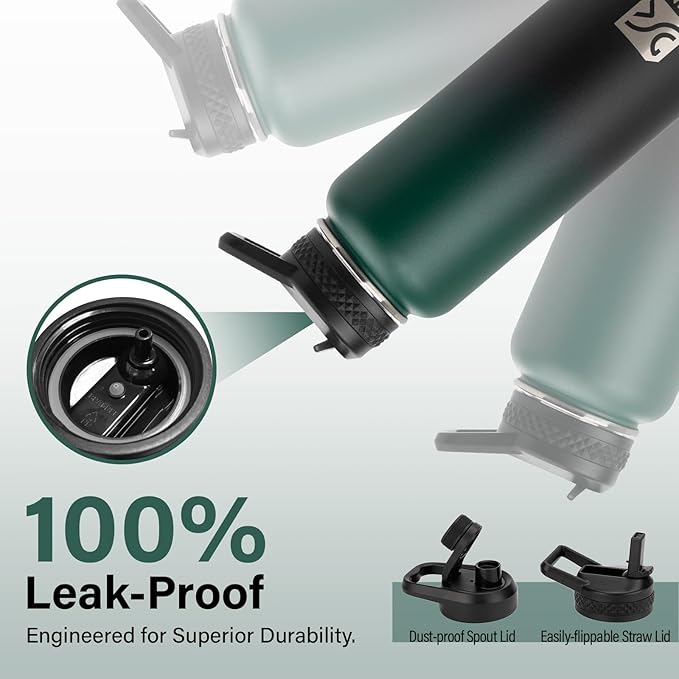 Insulated Water Bottle | Thickened Stainless Steel Vacuum Metal | Portable Sports Water Jug for Gym and Hiking with Straw, Carrier Bag, Handle Strap | BPA-Free 40 oz
