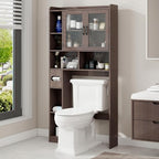 Vabches Over The Toilet Storage Cabinet, Farmhouse Storage Cabinet Over Toilet with Acrylic Doors，Home Space-Saving Toilet Rack, for Bathroom, Restroom, Laundry, Espresso