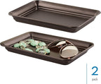 iDesign Decorative Countertop Vanity Tray Organizer for Bathroom, Bedroom, Closet, Entryway, Set of 2, 9.7" x 6.3" x 1", Bronze