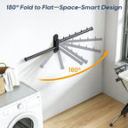 Wall Mounted Drying Rack, 2-Tier Laundry Drying Rack with Swing Arm, Space-Saving Foldable Laundry Clothes Hanger with 10 Clips for Laundry Room Closet Organizer Bathroom Bedroom