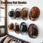 2.8 Inch Hat Hooks for Wall - (16 Pack) Cowboy Hat Rack, Strong Adhesive Cap Holder, Organizer for Baseball Caps, Western Room Decor - Clear