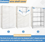 Wire Rack Covers,Heavy Duty 600D Dustproof Waterproof Storage Rack Covers for Metal Shelves,Storage Shelf Cover with Zipper for Wire Shlef,36''W x 14''D x 71''H,Beige with Clear Front