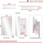 Fundin White Plastic Medicine Cabinet, Mirror Door with Round Corner Metal Frame, Recessed and Surface Mount Bathroom Wall Medicine Cabinet, 16 x 22 inch Mirror Size