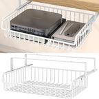 Under Desk Drawer, Slide Out Design,No Drill Metal Under Desk Cable Management, Under Table Storage Shelf Tray Basket Under Table Drawer Organizer for Office, Home, Workspace, Cabinet
