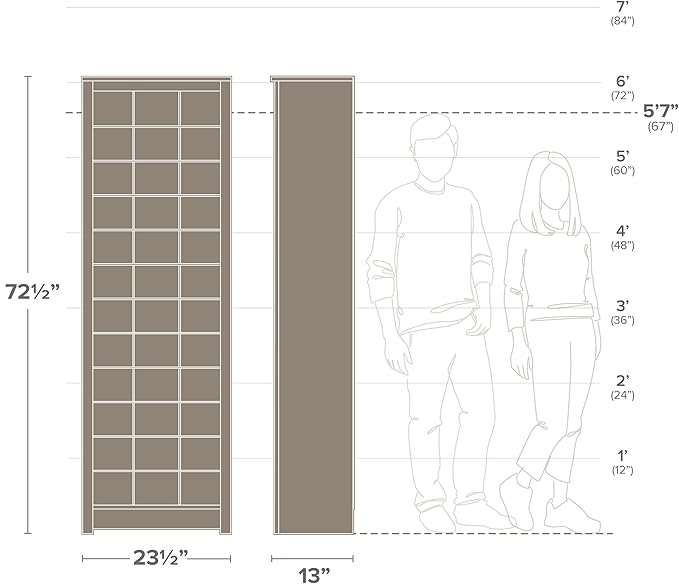 Prepac White Tall Storage Cabinet, Shoe Cabinet, Entryway Furniture with 36 Shoe Cubbies 13"D x 23.5" W x 72.5" H
