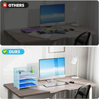 Marbrasse 4 Tier Paper Organizer Letter Tray - Mesh Desk File Organizer with Handle, Paper Sorter Organizer for Letter Office File Folder Holder (Blue, 12.6" x 9.1" x 10.7")