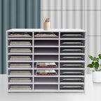 24 Compartment File Sorting Cabinet, Literature Organizer, Desktop File Rack, Desktop File Shelf, Office Mailbox for organizing homework, books, magazines in the classroom, office (White)