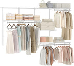 Giantex Closet Organizer System, 4-8 FT Wall-Mounted Closet Shelves and Rod, Adjustable Closet Organization w/ Hanging Rod, DIY Expandable Modular Metal Wire Shelving for Laundry Bedroom (White)