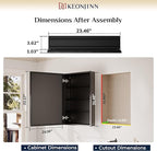 Keonjinn Black Medicine Cabinet Mirror 24" x 32", Assembly Needed, Recessed Medicine Cabinet with Mirror for Bathroom, Beveled Framed, Surface Wall-Mounted or Recessed, Tempered Glass
