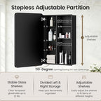 Large Medicine Cabinet 24x32 Inch, Matte Black Aluminum Bathroom Mirror Cabinet with Storage, 6 Adjustable Glass Shelves, Rust Proof Recessed or Surface Mount, Heavy-Duty Soft Close