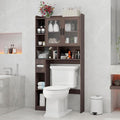 Vabches Over The Toilet Storage Cabinet, Farmhouse Storage Cabinet Over Toilet with Acrylic Doors，Home Space-Saving Toilet Rack, for Bathroom, Restroom, Laundry, Espresso