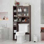 Vabches Over The Toilet Storage Cabinet, Farmhouse Storage Cabinet Over Toilet with Acrylic Doors，Home Space-Saving Toilet Rack, for Bathroom, Restroom, Laundry, Espresso