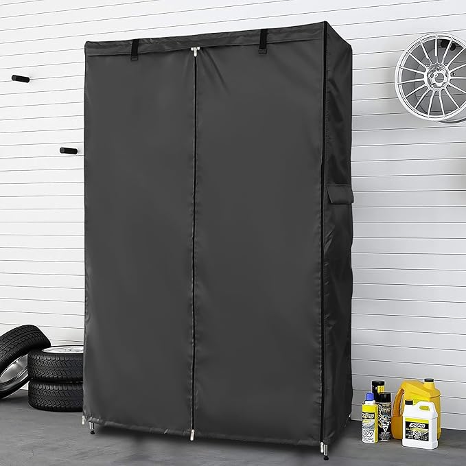 Wire Rack Covers,Heavy Duty 600D Dustproof Waterproof Storage Rack Covers for Metal Shelves,Storage Shelf Cover with Zipper for Wire Shlef,30''W x 14''D x 63''H,Black with Clear Front