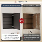 Keonjinn Black Medicine Cabinet Mirror 24" x 32", Assembly Needed, Recessed Medicine Cabinet with Mirror for Bathroom, Beveled Framed, Surface Wall-Mounted or Recessed, Tempered Glass