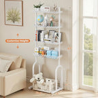 EAGMAK Over The Toilet Storage Rack, 4-Tier Bathroom Organizer with Adjustable Shelves & Basket, Rust-Resistant Metal Over Toilet Shelf for Small Bathroom Space Saving, White