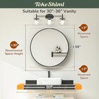 TokeShimi 24 x 24 Round Medicine Cabinet for Bathroom, Brushed Nickel Circle Medicine Cabinet Mirror Shatterproof with Stainless Steel Metal Frame, Detachable Shelves, Wall Mounted Only