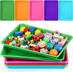 Maitys 15 Pcs Flat Plastic Trays 16.1 x 11.8'' Sensory Storage Paper Tray Stackable Classroom Bins for Office Home Organizer Crafts Supplies(Vibrant Color)