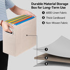8 Packs Letter Size File Organizer, File Folders Organizer, Fabric Storage Box, Collapsible Paper Organizer with Metal Handle, Smooth PVC Rails, Only Box (Beige)