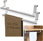 Mziart Kitchen Towel Holder, 2 Pack Over The Door Towel Rack, Over Cabinet Door Towel Bar Stainless Steel Dish Washcloth Hanger, EVA Foam Protective Pad & Non-Slip Self-Adhesive Blocks (14 Inch)